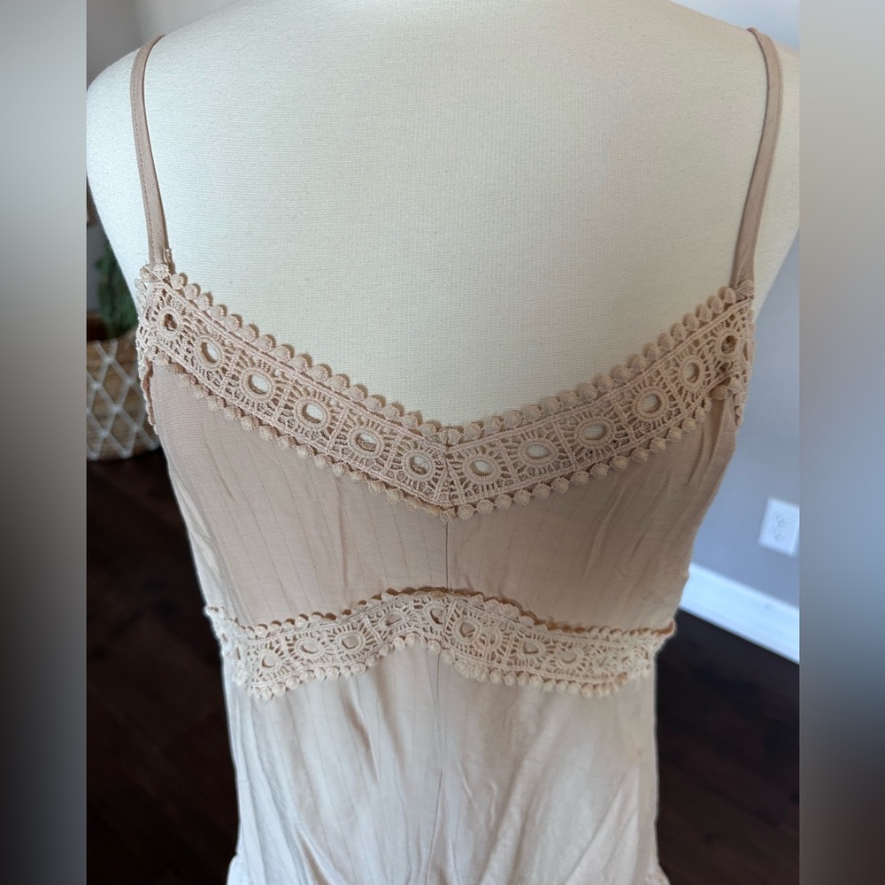 Boutique Crochet Tank Top Camisole Boho Festival Coastal Cowgirl Sand LG - Picture 2 of 11